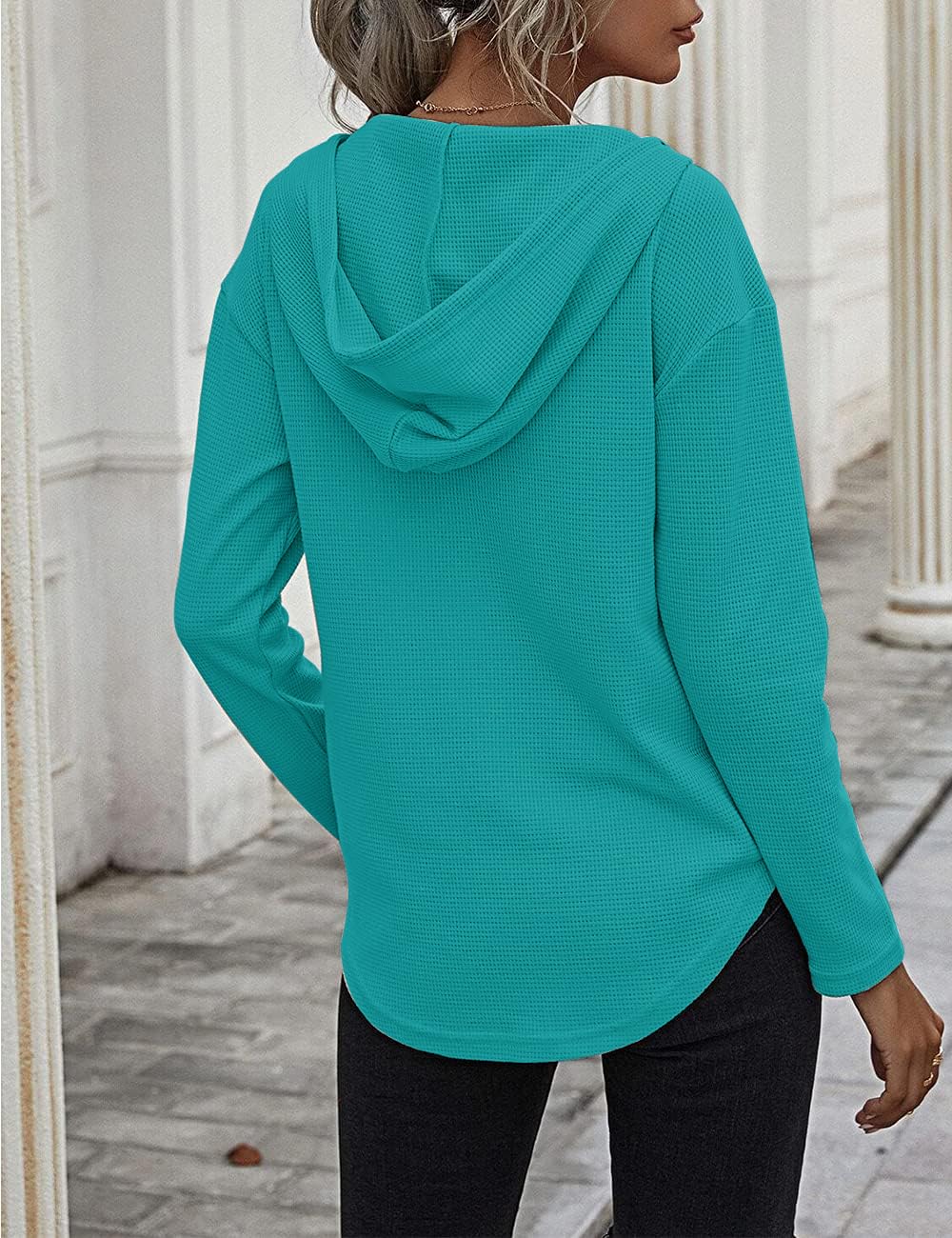 Cuptacc Felpa Donna con Cappuccio 2024 Maglione Scollo A V Autunno Maglia Manica Lunga Camicia Elegante