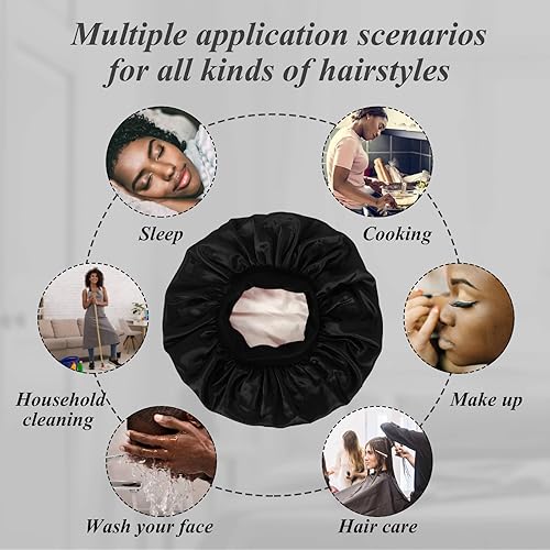 Miniatura 3 de 2 gorros de seda, envoltura de seda para dormir, gorro de satén suave y cómodo