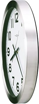 Howard Miller Spokane Modern Wall Clock Brushed Aluminum Frame, White Dial, Silent Quartz Movement, Battery Operated, Bold Black Numerals