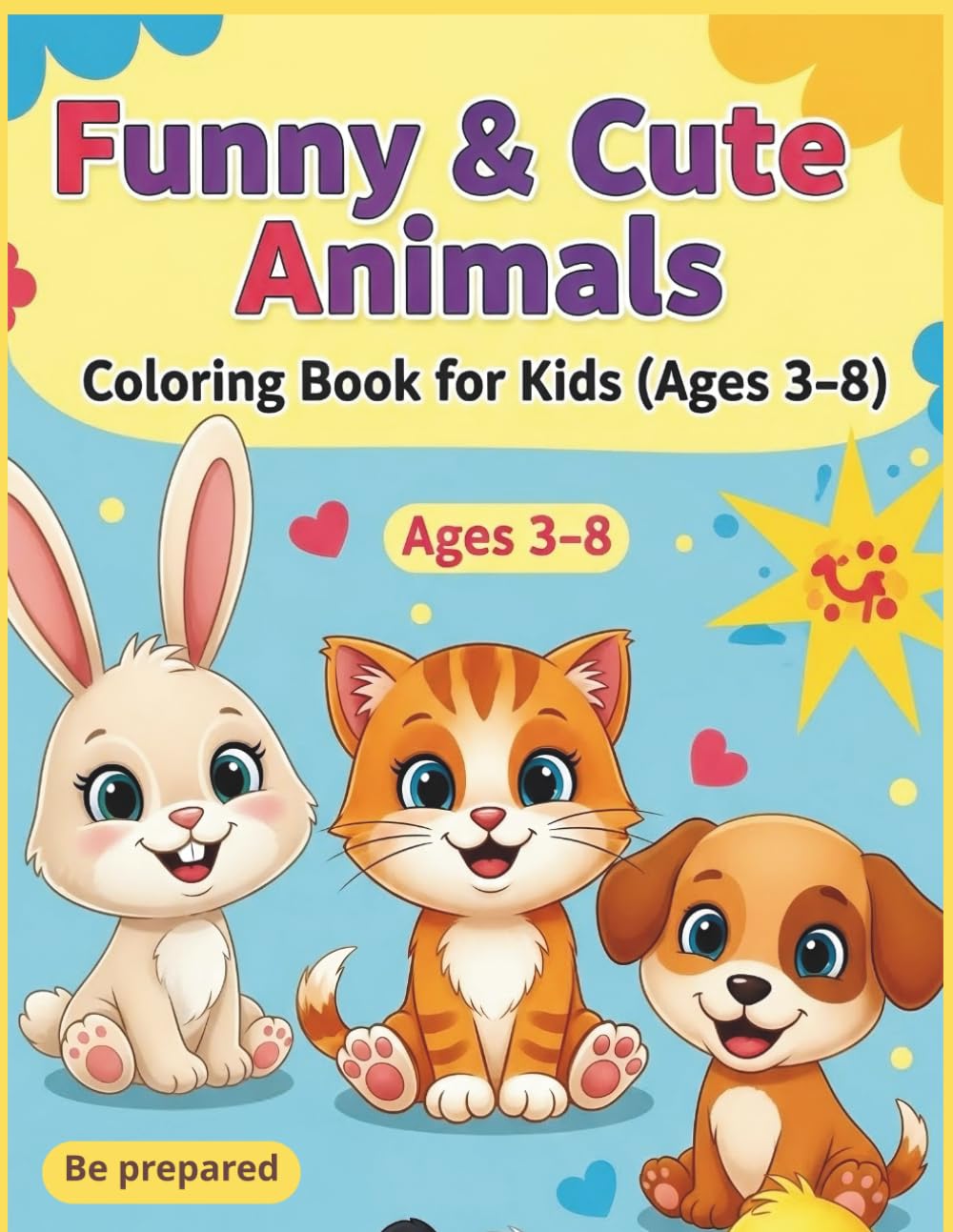 Funny & Cute Animals Coloring Book – Playful Fun for Kids Ages 3–8: A Happy Coloring Adventure Filled with Adorable Animals