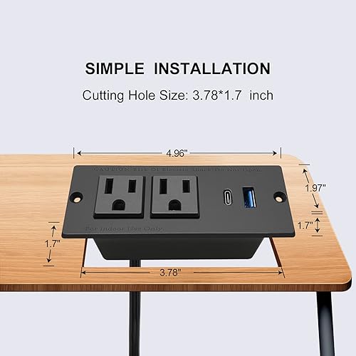 Miniatura 4 de USB C empotrable regleta de alimentación de carga rápida estación de energía de escritorio tamaño doble para mesa de escritorio encimera