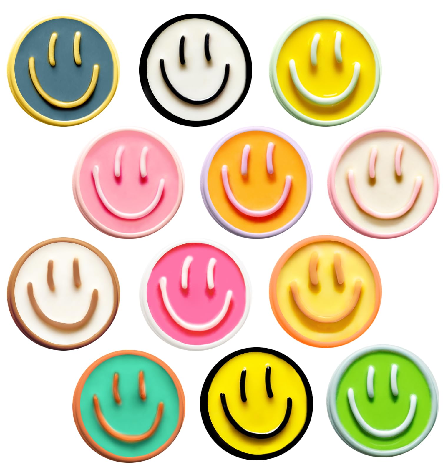 DIFIT 12 PCS Fridge Magnets - Mini Cute Resin Smile Locker Magnets for Refrigerator, Whiteboard, Kitchen, Dishwasher (12 Colors)