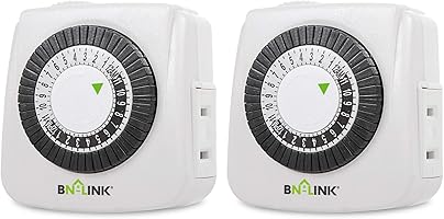 BN-LINK Indoor Timers Plug Mechanical 2 Prong Outlet Light Timer, 24-Hour Mini Lamp Timers 2 Pack, for Electrical...