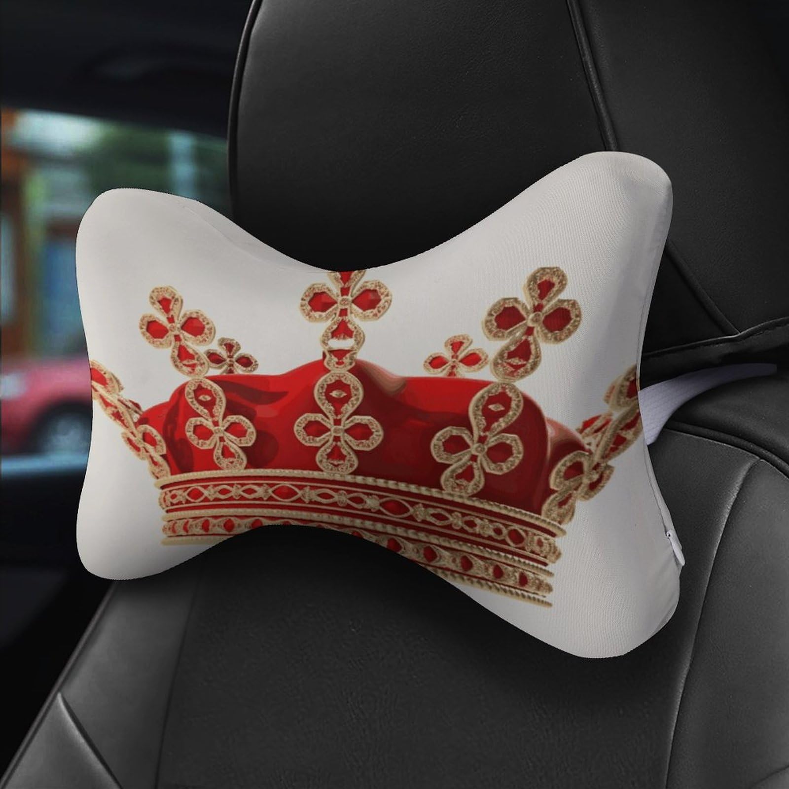 Poduszka na zagłówek samochodowy Red Crown – 2 sztuki, poduszka pod szyję z zmywalną zdejmowaną osłoną, poduszka podróżna do samochodu, autobusu, ciężarówki, komfort jazdy
