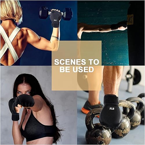 Miniatura 7 de Guantes de mano con peso de 5 libras (2.5 libras cada uno), guantes de fitness de hierro suave, lavables, para gimnasio, boxeo, natación,