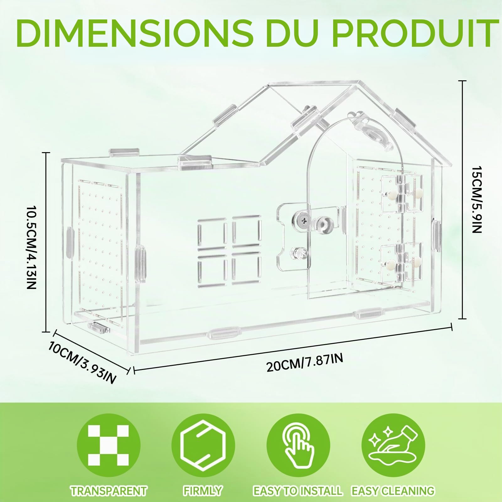 Acryl terrarium pour araignées sauteures, terrarium pour araignées sauteures, terrarium polyvalent pour reptiles pour tarentule, gecko
