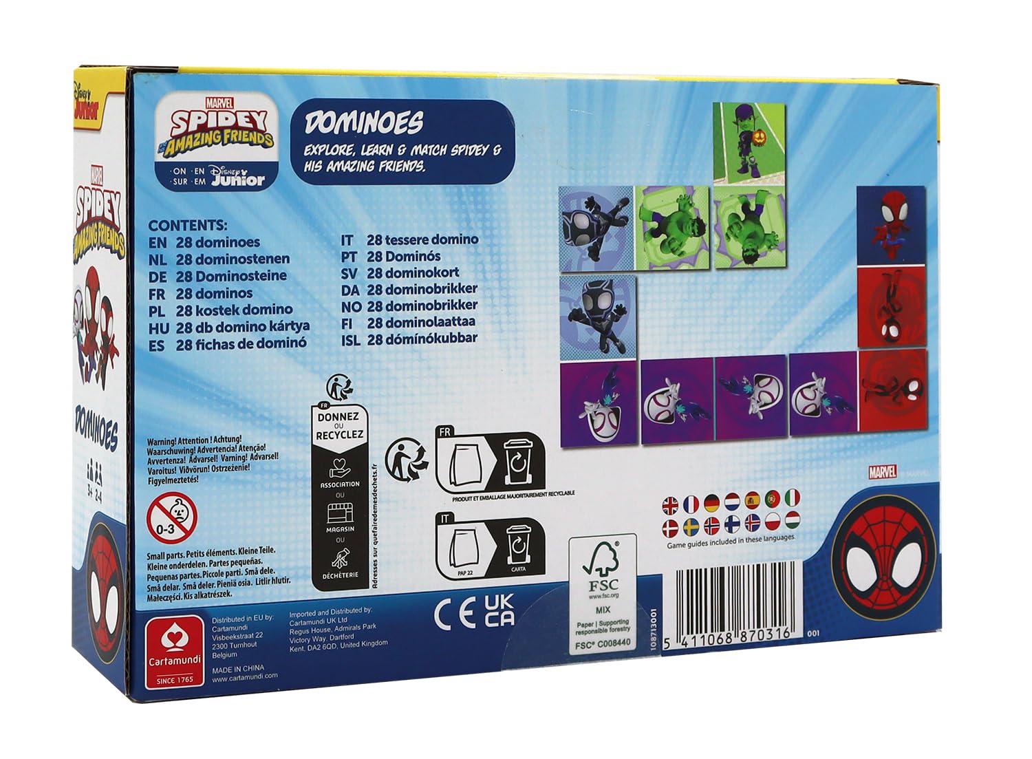 Spidey and his Amazing Friends Dominoes, Match Spidey, Friends and Villains in this Fun Traditional Game for Marvel Fans, Great Gift, 2-4 Players, Ages 3+ Years - Image 2