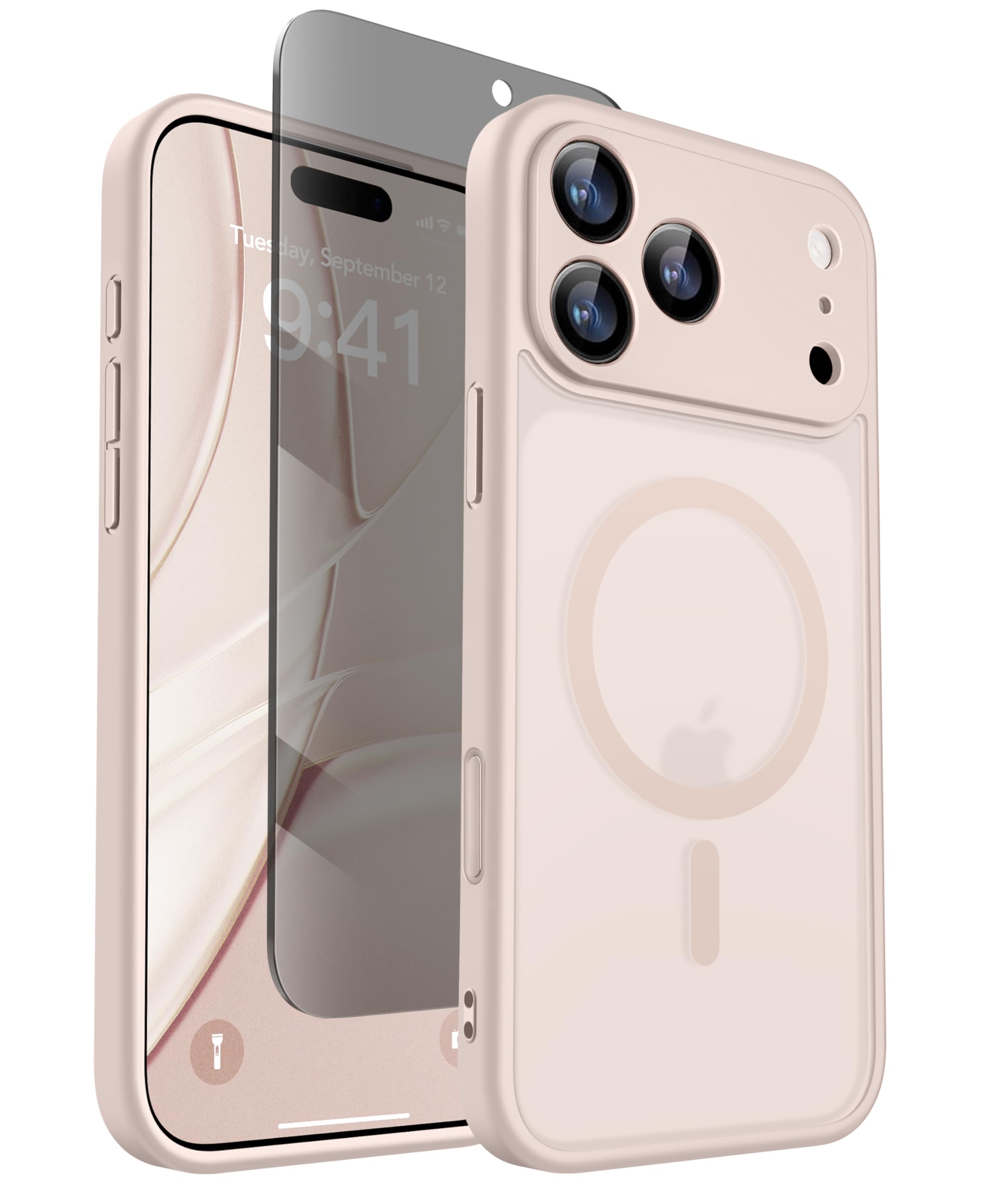 GOLBINBOX Matte Hülle für iPhone 17 Serie mit 1x Sichtschutz