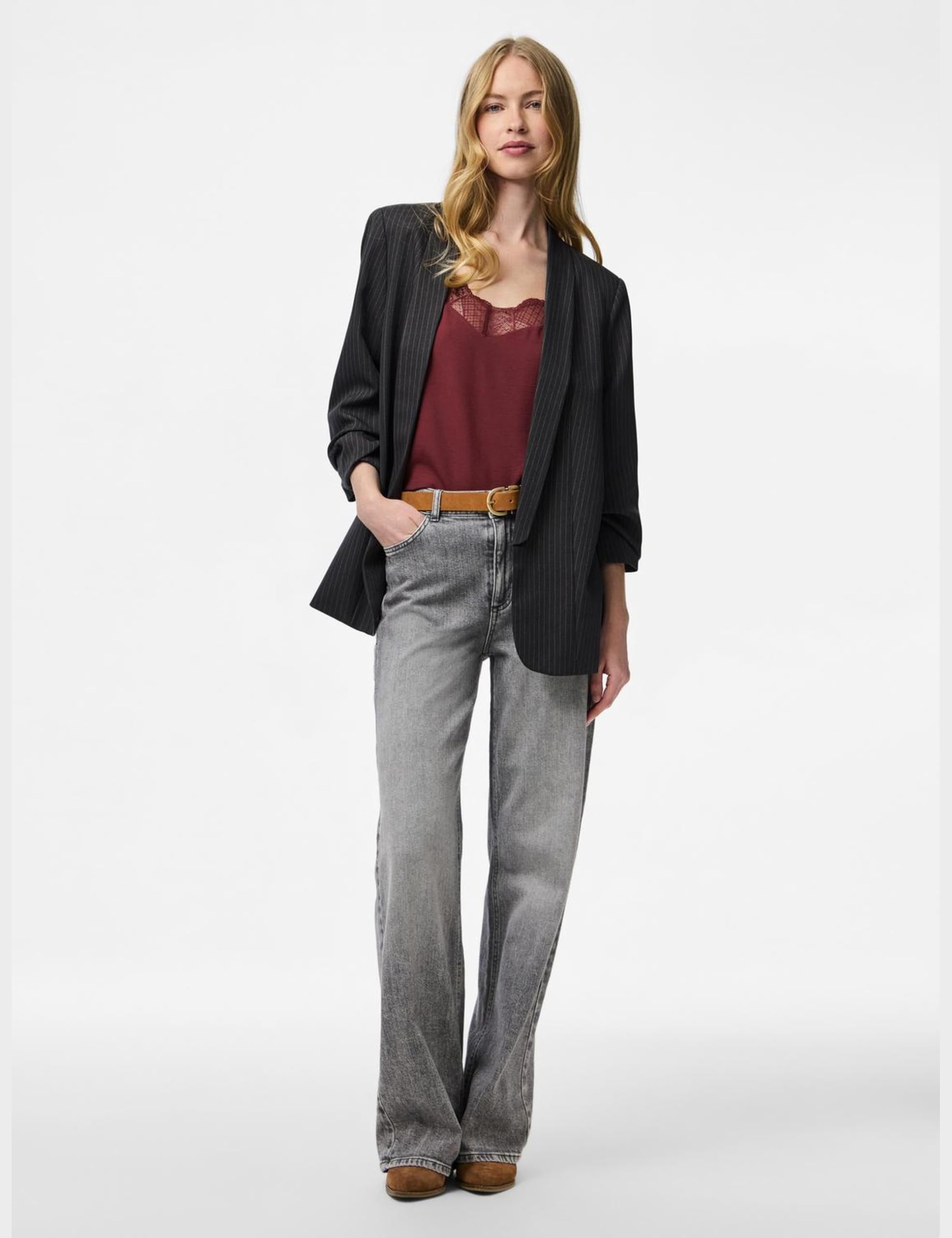 PIECES Female Blazer PCBOSELLA 3/4-ARM NADELSTREIFEN