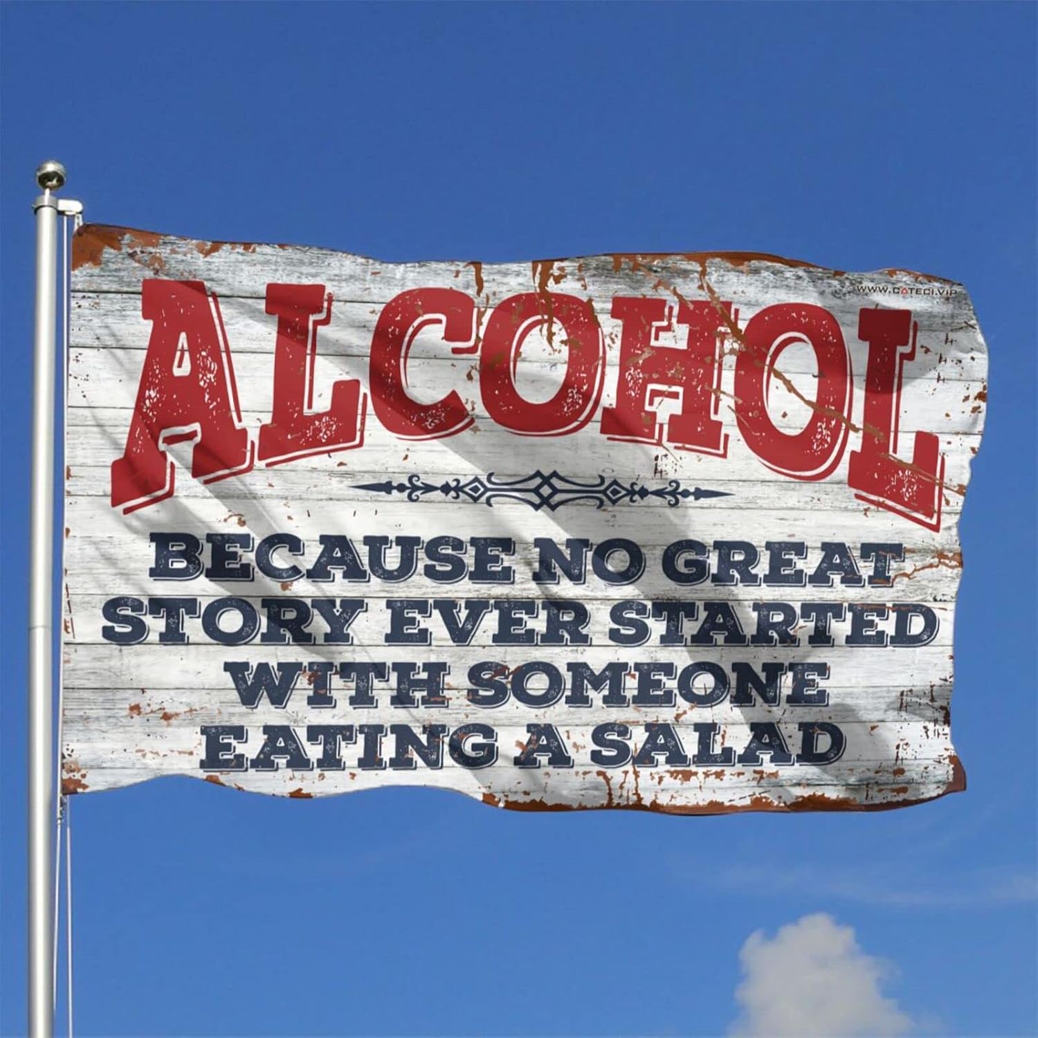Funny Dorm Flags Because No Great Story Ever Started With Someone Eating A Salad Flag Room Decor For Teen Girls (Size : 152X244CM)