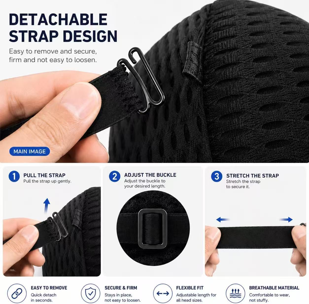 Lumbar Support Pillow for Chair, Memory Foam Lower Back Pillow for Pain Relief, Ergonomic Back Cushion with Breathable Washable Cover, Anti-Slip Straps, for Office Car Recliner Couch