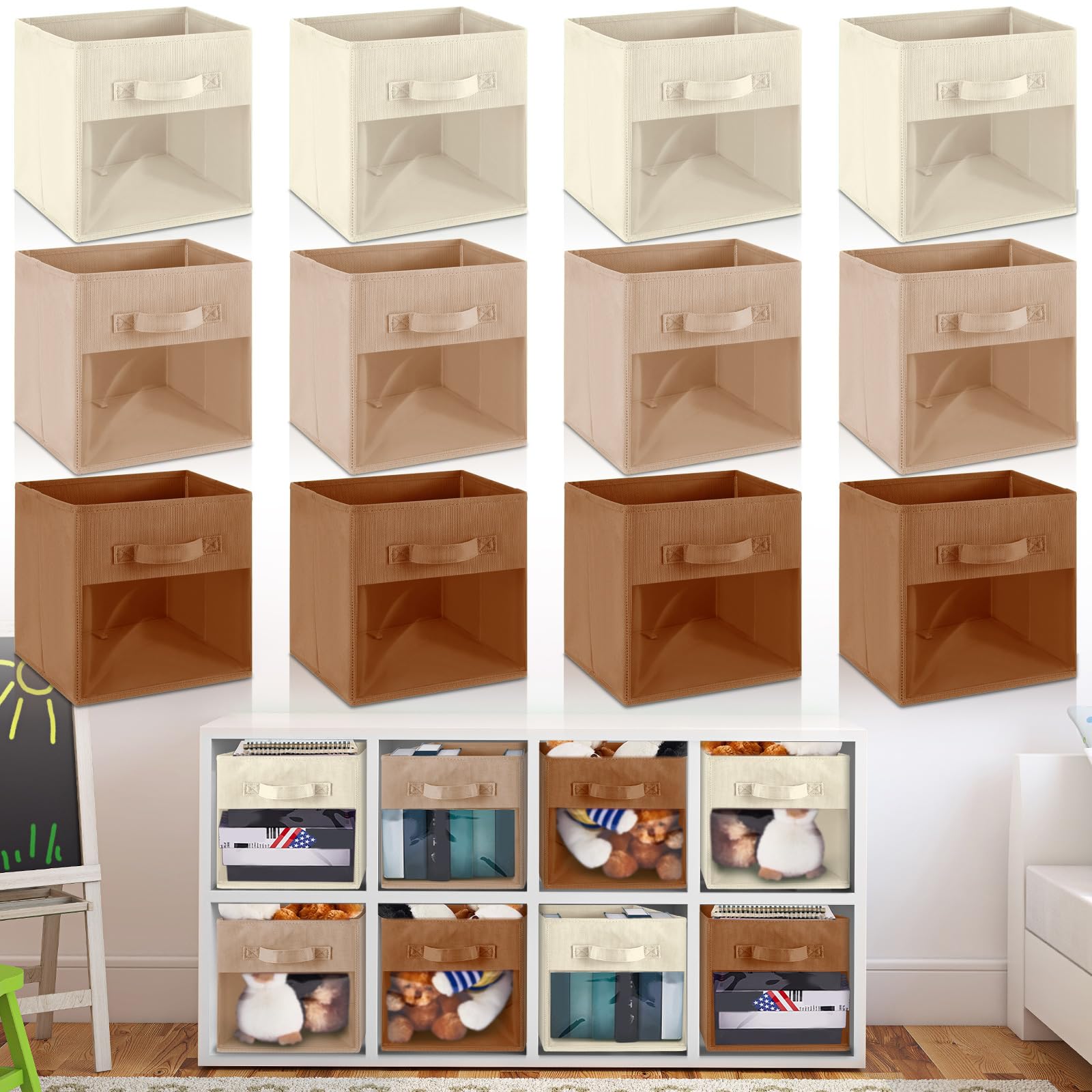 Rangement cubique pliable pour jouets avec fenêtre transparente