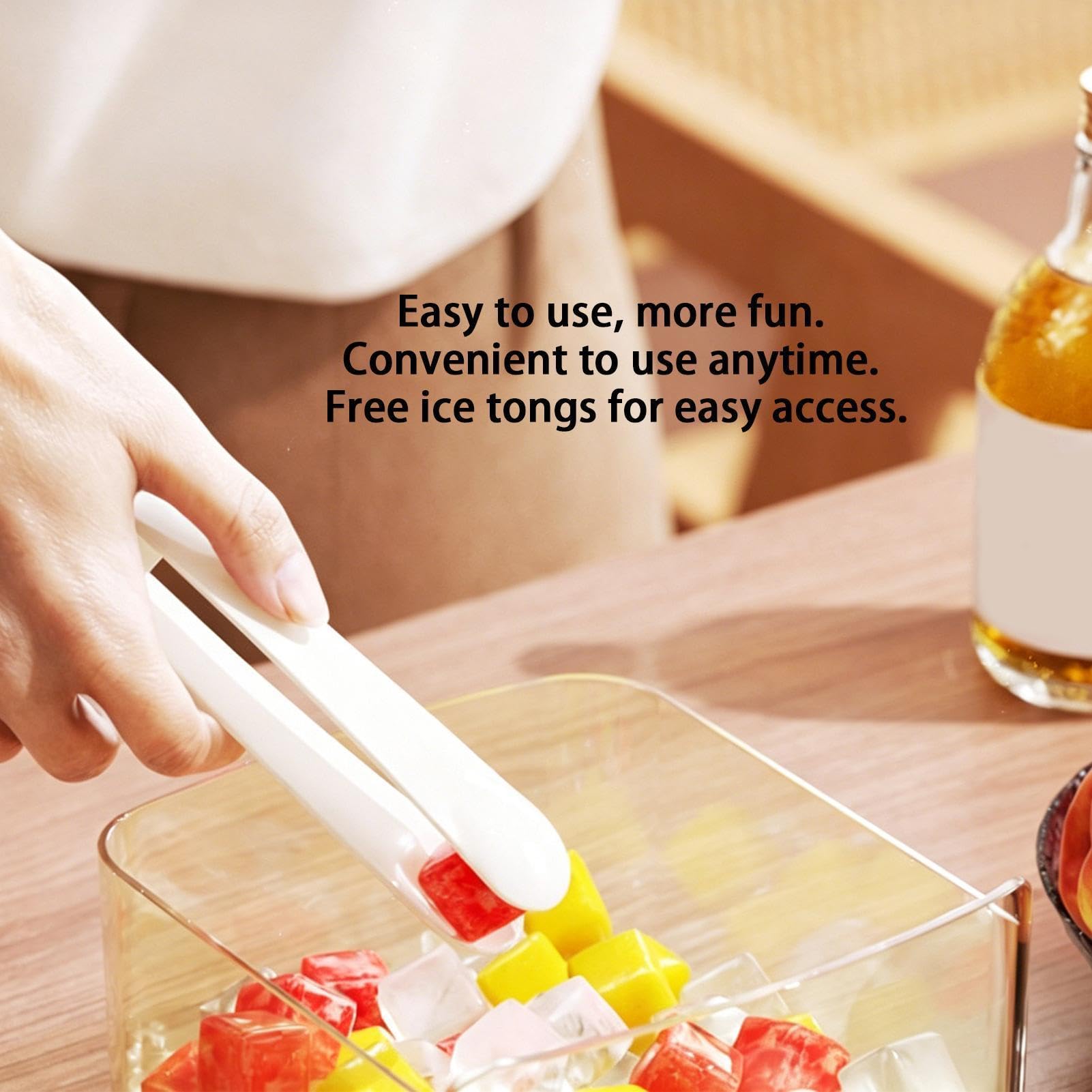 Bac à glaçons avec couvercle, 48 cubes, facile à repasser, bac à glaçons avec récipient pour boissons, whisky, cocktail, café, bricolage, congélateur