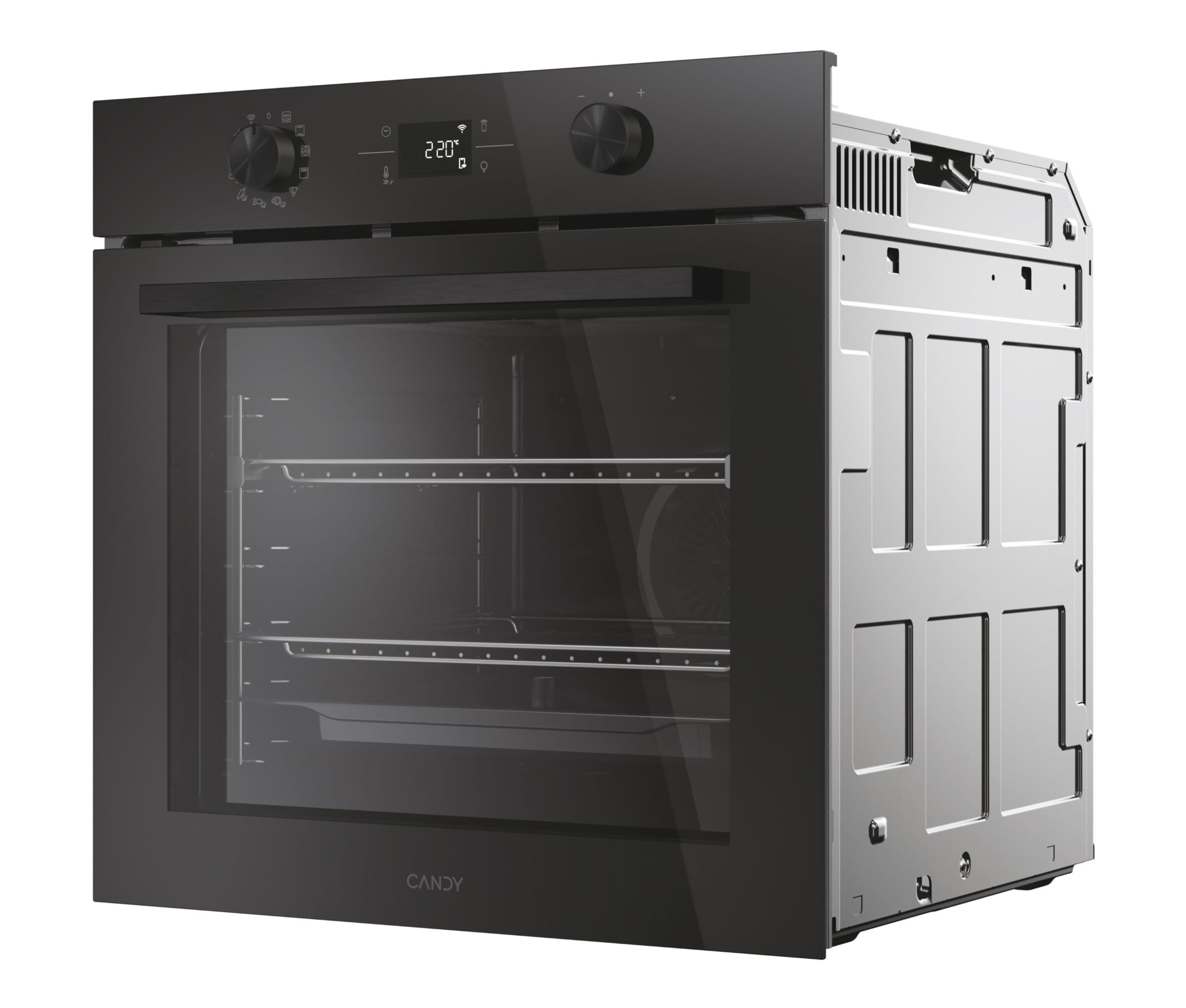 Candy C-Bake 600 CA6 N5B3EYTB, Horno Multifunción, 78L, WIFI, 3300W, 1 Bandeja y 2 Rejillas, Pirólisis + Aquálisis, Convección, 13 Funciones, Puerta 4 Cristales, Full Black