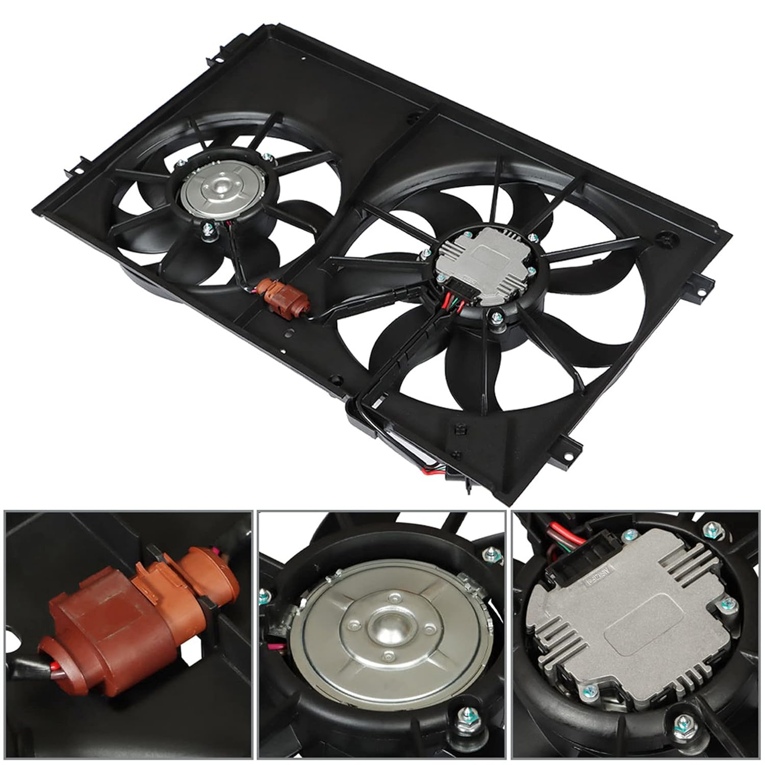 Radiator Fan Replacement for VW3120100 1K0959455DH Replacement for A3 2003-2013 Replacement for Passat 2005-2010 Replacement for Jetta 2005-2010