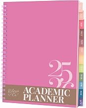 Rileys Academic Planner 2025-2026, Daily, Weekly & Monthly Planner, July 2025 - June 2026, Student Notes Pages, Twin-Wire Binding, Weekly Agenda for School & Work (8 x 6-Inches, Pink, Classic)