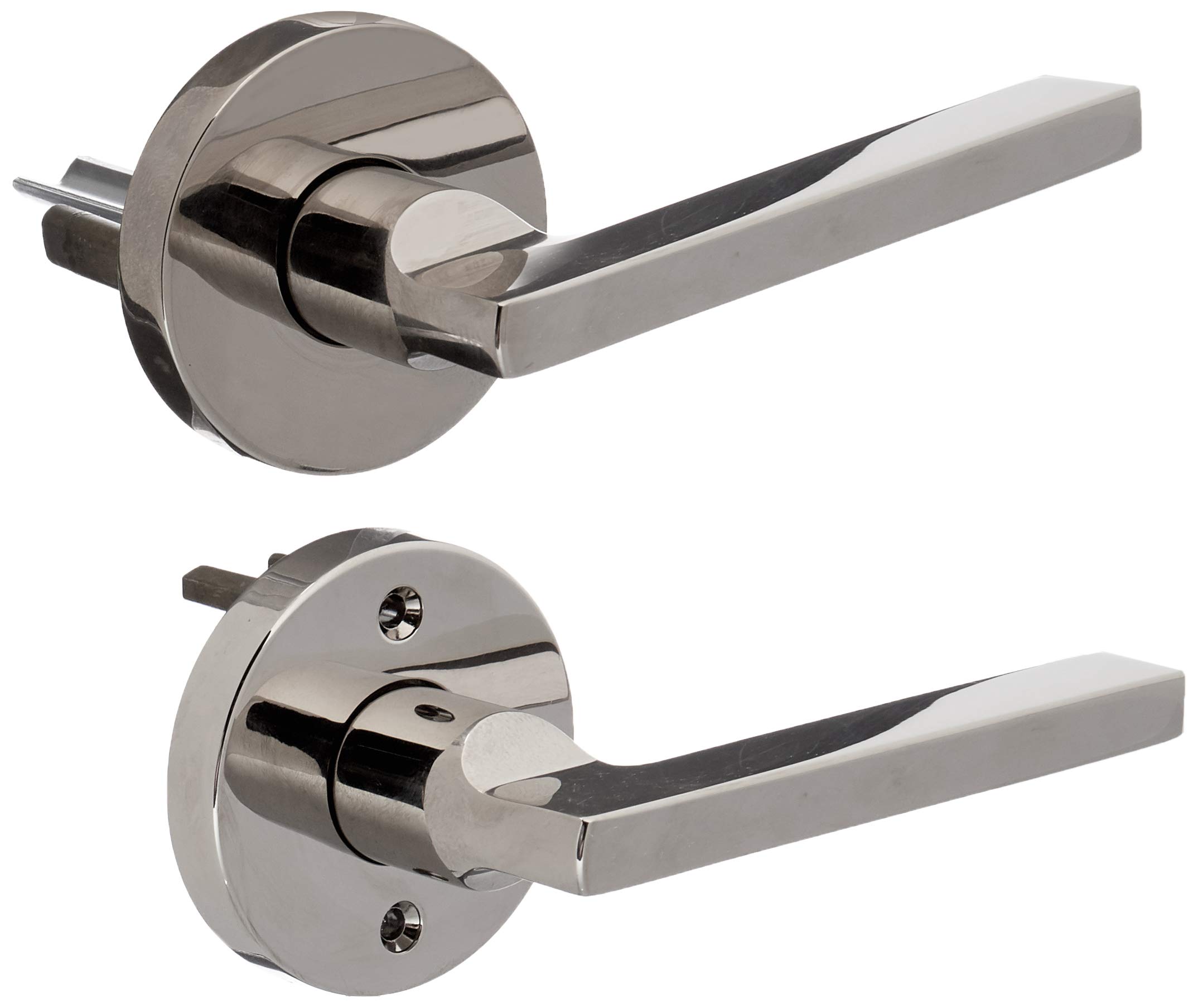 Poignée de salon Baldwin contemporaine en nickel poli pour porte de passage moderne