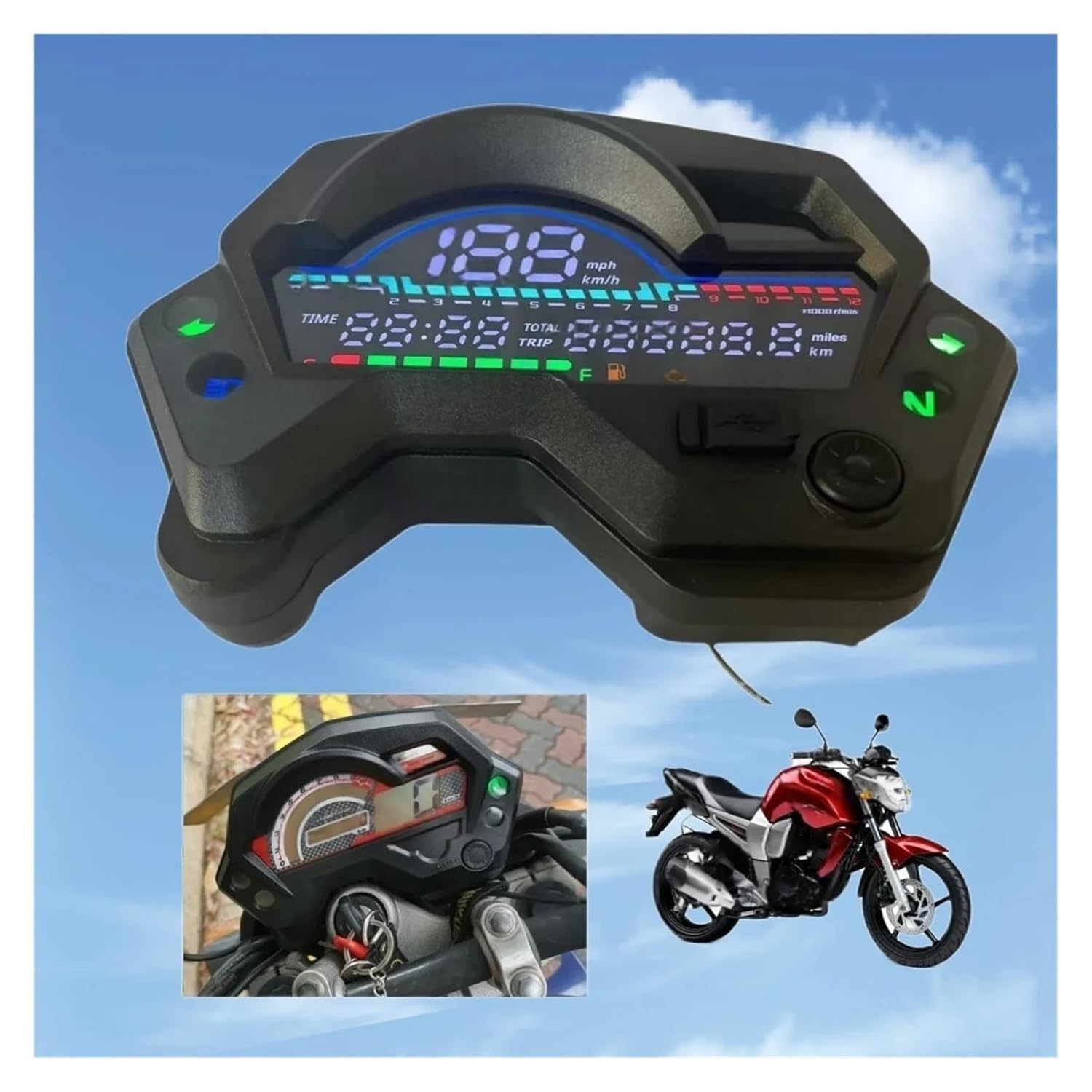 Motorcycle Speedometer Tachometer Digital Screen Display for YA&MAHA FZ16 FZ 16 2.0 Motorcycle Speedometer Tachometer Dashboard Instruments Gauge