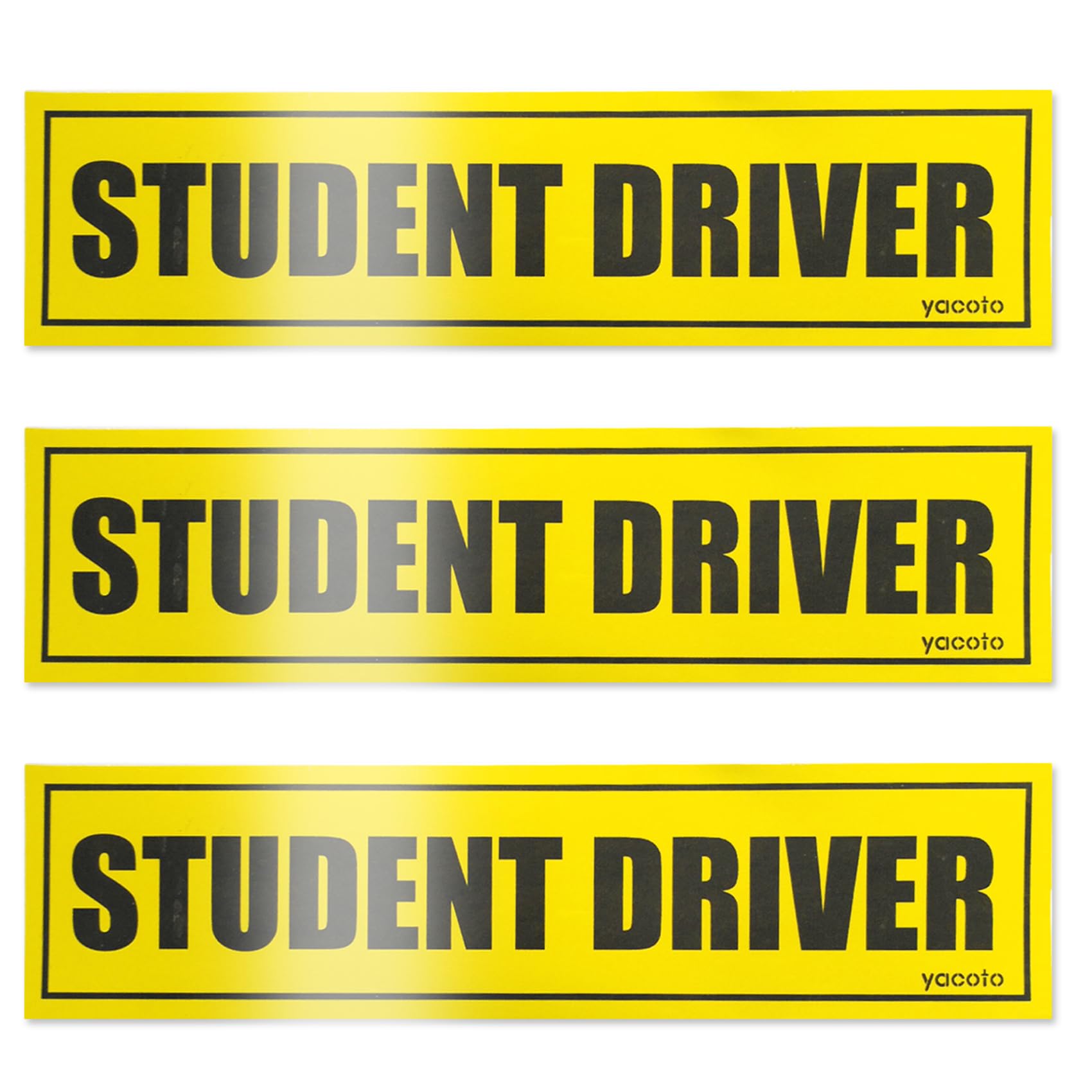 Set of 3 Student Driver Magnet - Reflective Student Sign for Car Safety Vehicle Bumper Sticker for New Drivers