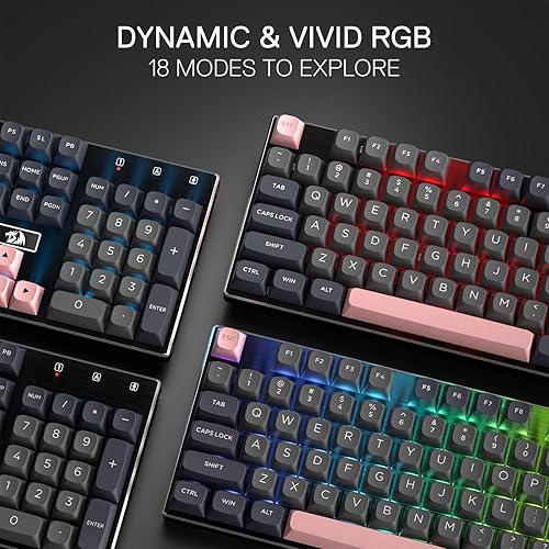 Miniatura 7 de Redragon K556 SE - Teclado para juegos con cable, teclado mecánico de intercambio en caliente de 104 teclas con base de aluminio original, enchufe