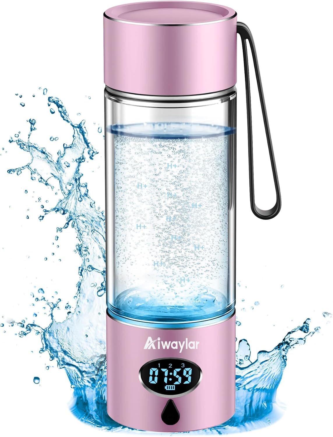 Hydrogen Water Bottle - Portable, Rechargeable, LED Puerto