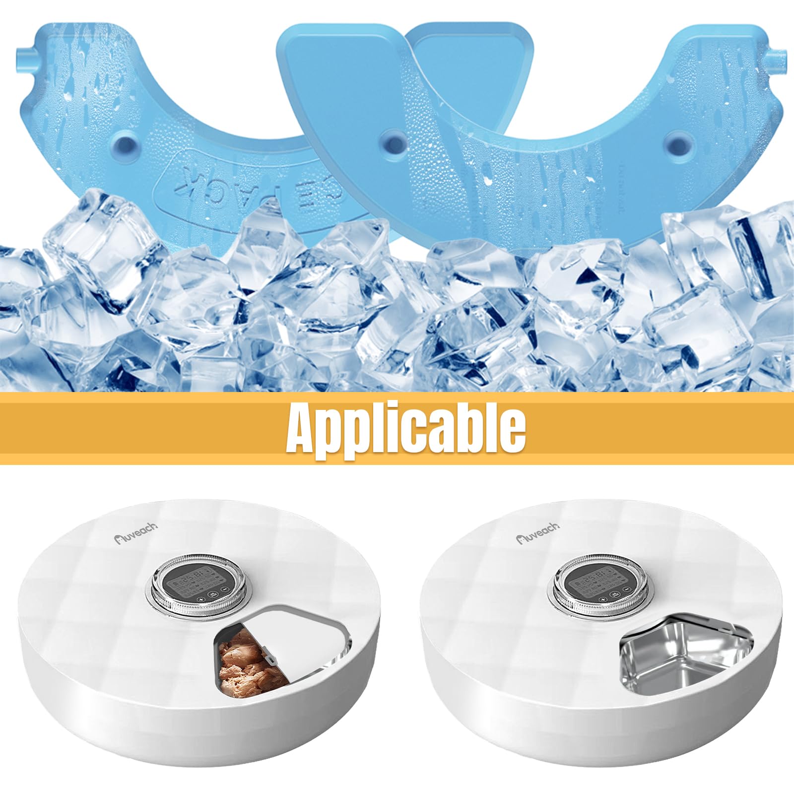 Repuestos de Paquetes de Hielo para Alimentador Automático F19 Mascotas, 2 Unidades - Mantiene Comida Húmeda de Gatos Fresca