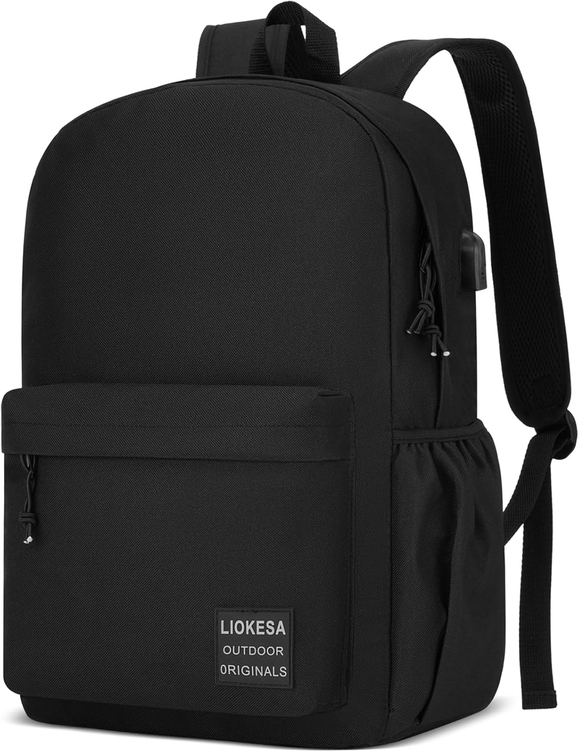 Casual Laptop Backpack for Men and Women, School Backpack for Boys and Girls, 15.6 Inch College Bookbag, Lightweight Work Travel Back Pack, Black
