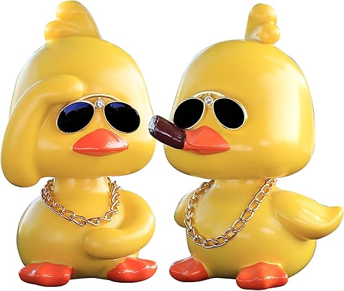 Miniatura 8 de Adornos de pato con cabeza temblorosa, paquete de 2 decoraciones divertidas de pato para tablero de automóvil, accesorios de decoración interior de