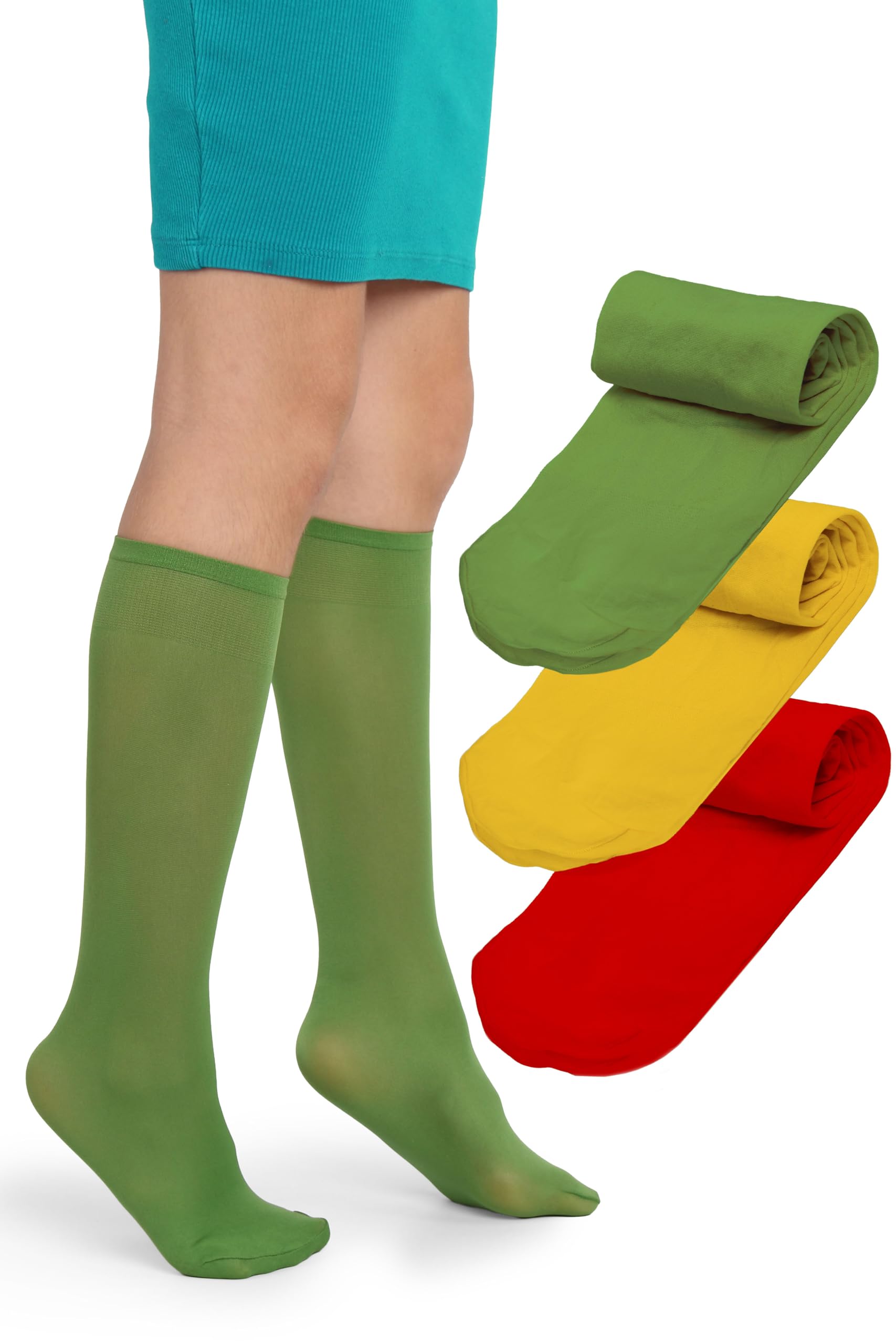 LORES Alma Medias hasta la rodilla para niña 40 DEN blancas, calcetines altos de microfibra opaca, suaves y elásticos con banda confort, ideales para colegio, uniforme y uso diario (talla 24–37)