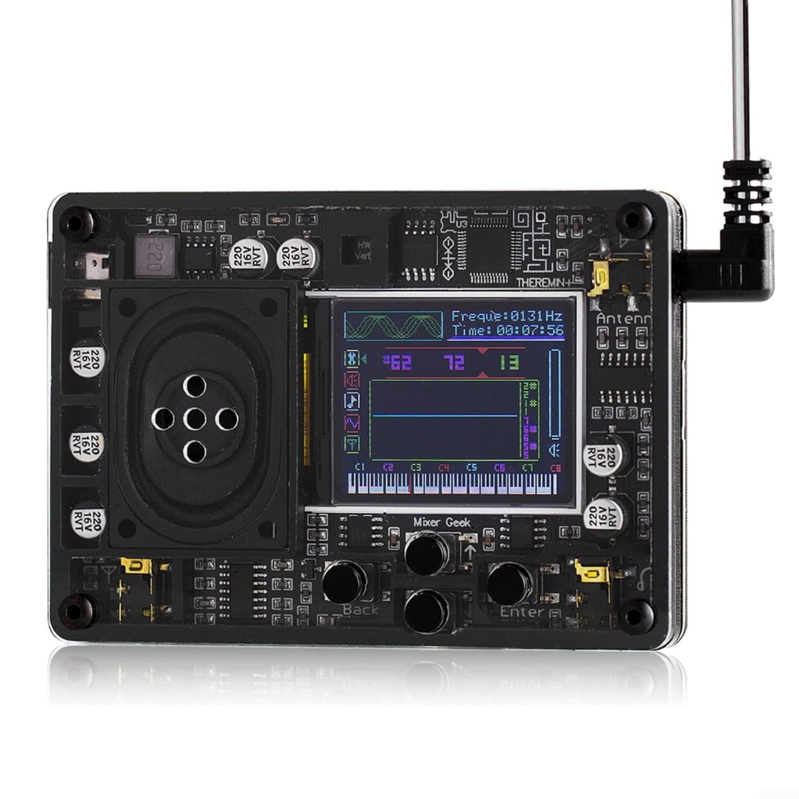per Compact Theremin Dispositivo Musicale con Display Forma D'onda 70 Opzioni Audio -in Antenna USB- Ricaricabile Strumento Creativo