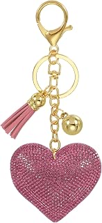 PATIKIL Rhinestone Heart Shape Keychain Bling Keychain | Cute Crystal Tassel Key Chain Purse Charm