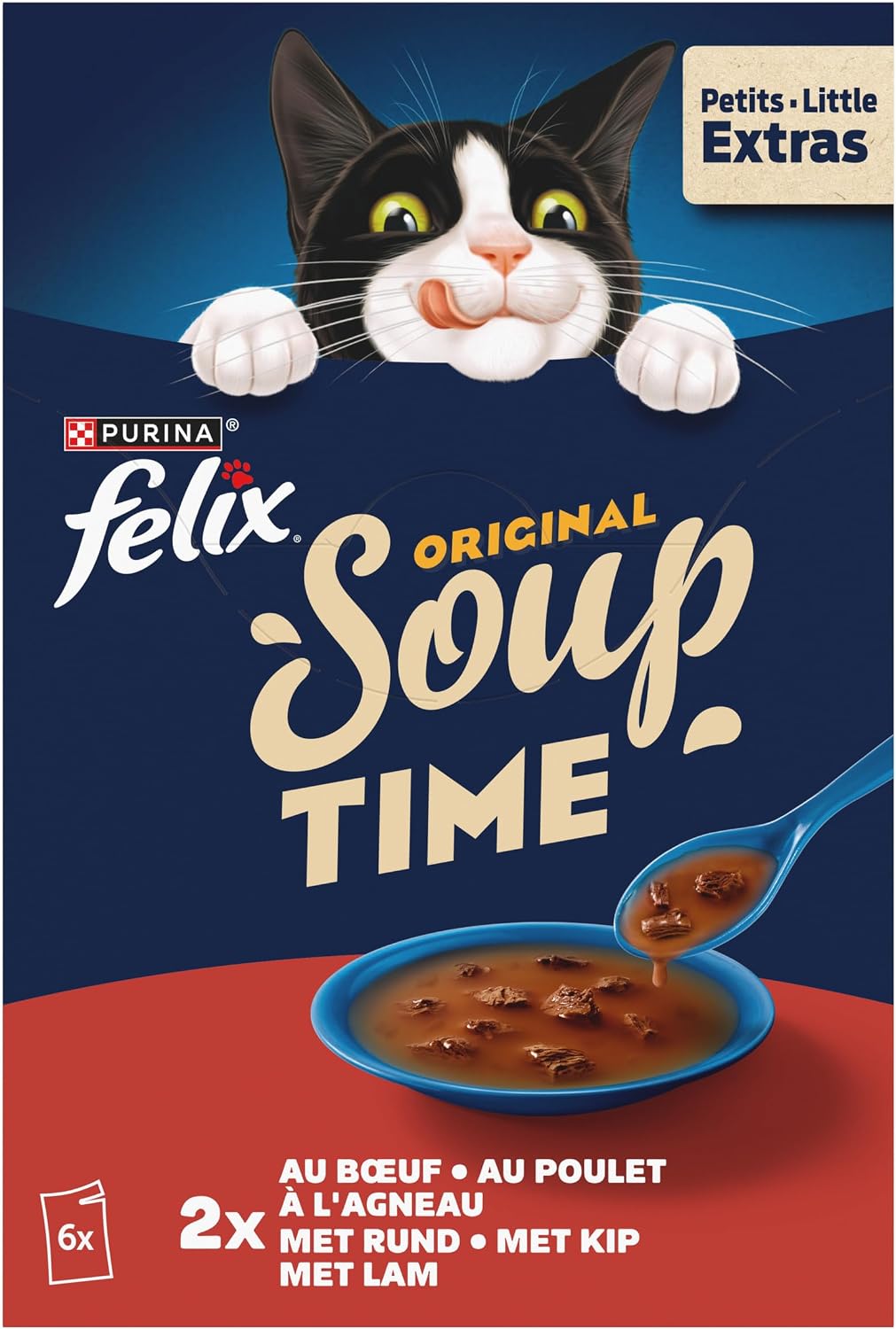 FELIX Soup Chat Adulte Boeuf Poulet Agneau | Multipack 8 boîtes