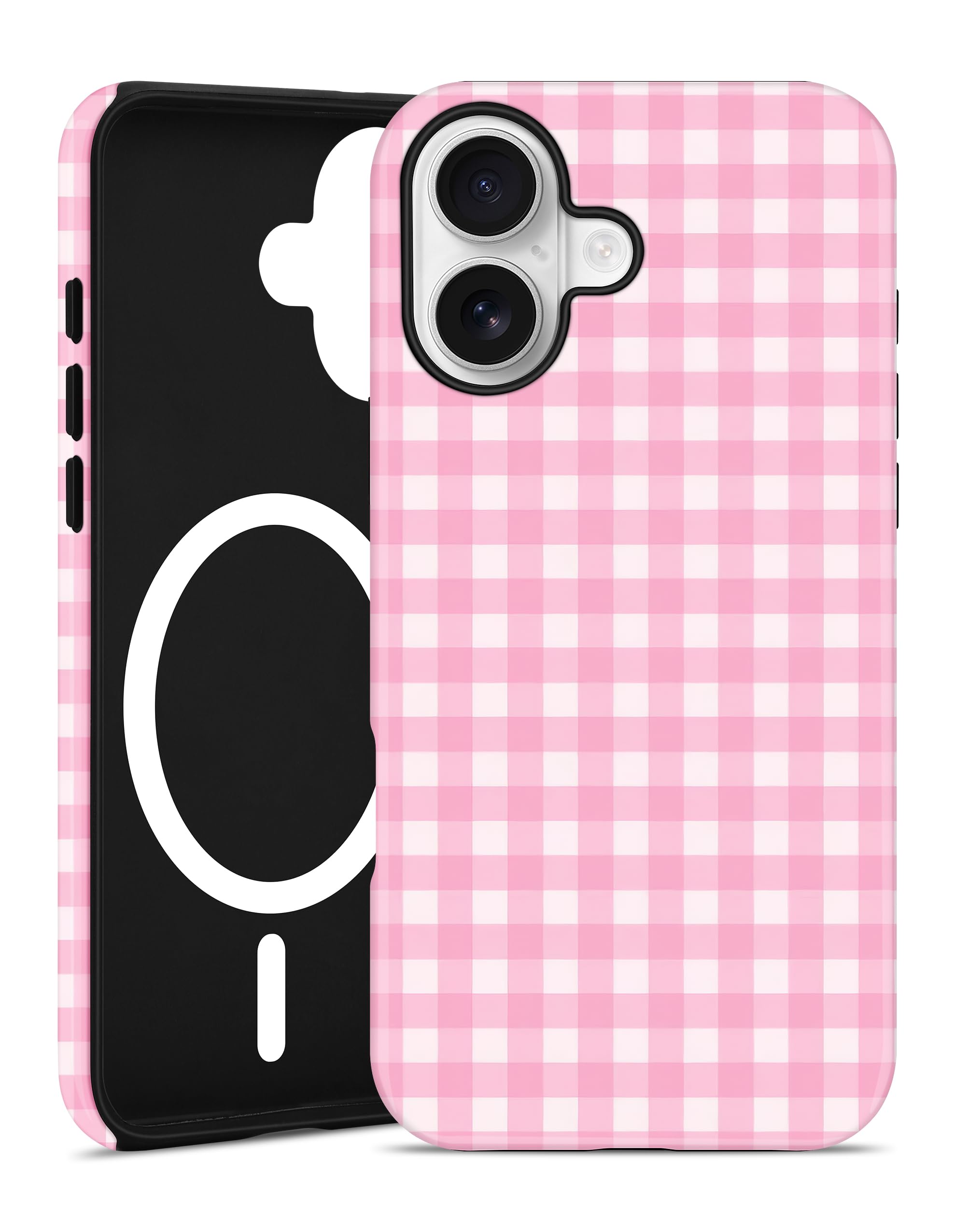 Photo 1 of Aitipy Compatible with MagSafe Plaid Phone Case for iPhone 17, Magnetic Cute Aesthetic Gingham Soft TPU and Hard PC Shockproof Protective Phone Cover for Women Girls-Pink