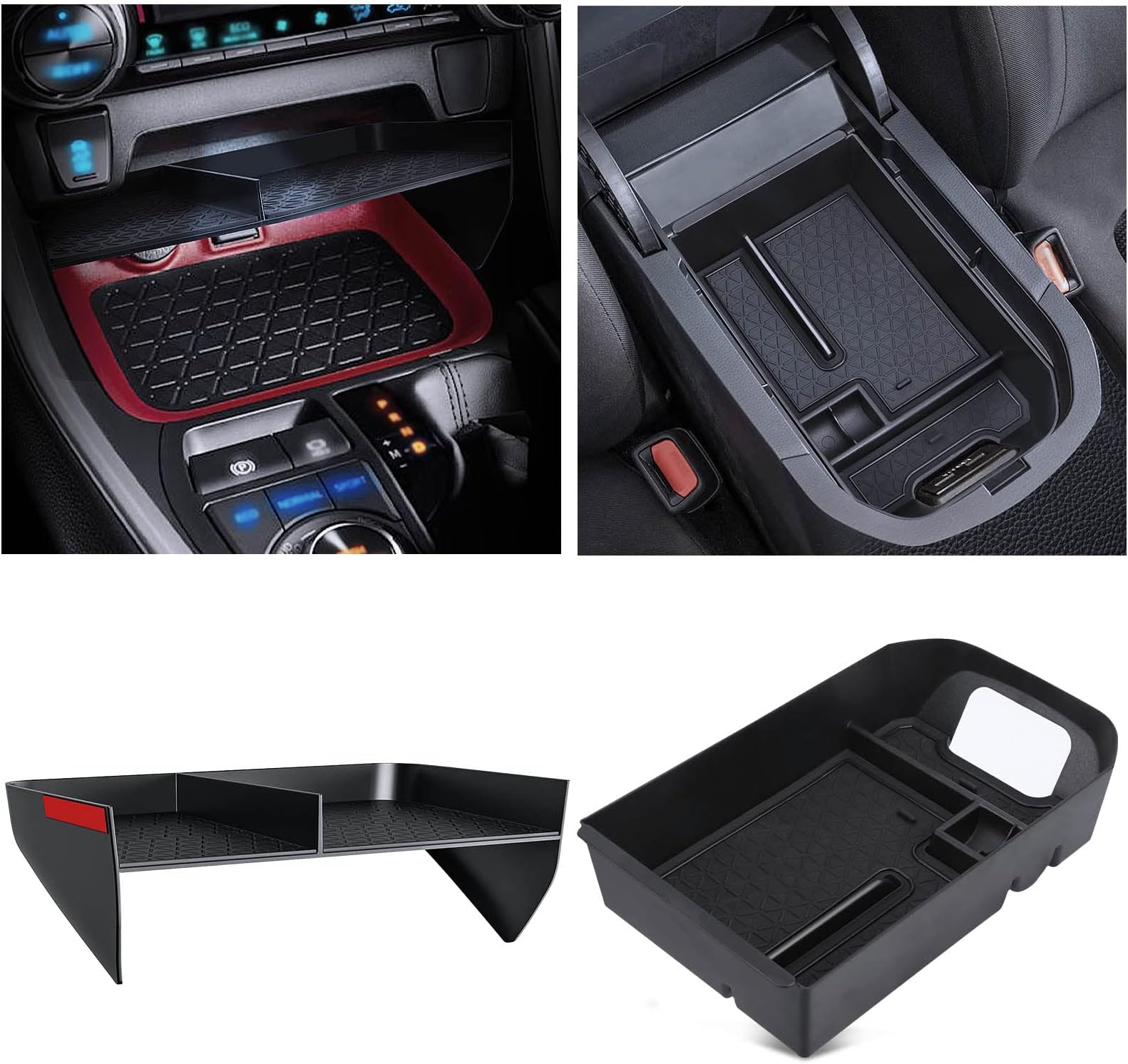 Upgraded Center Console Organizer Compatible with Toyota RAV4 2025 2024 2023 2022 2021 2020 2019 Interior Accessories, Gear Shift Storage Tray Secondary Box Insert Divider - 2pcs