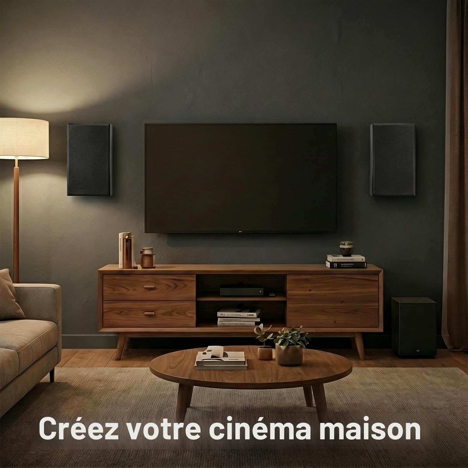 STUDIOFINIX Enceintes murales Ultra Fines 5,25 Pouces 240W, 8 Ohms, Enceintes passives pour Home cinéma intérieur, Chambre, Cuisine, Salon, Noir (Paire)