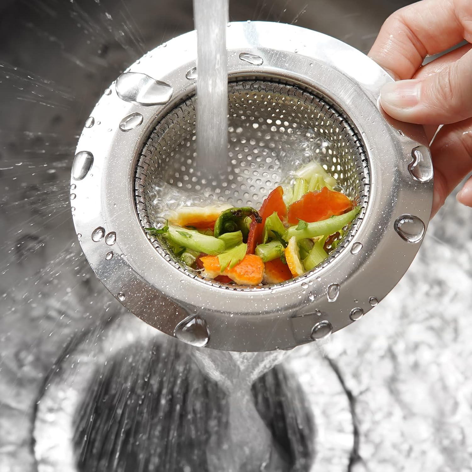 Ohtomber Kitchen Sink Strainer Stopper - 4PCS Universal Silicone Sink Stopper and Stainless Steel Sink Strainer, Anti-Clogging Food Catcher Drain Plug Cover Stopper for Kitchen Sink