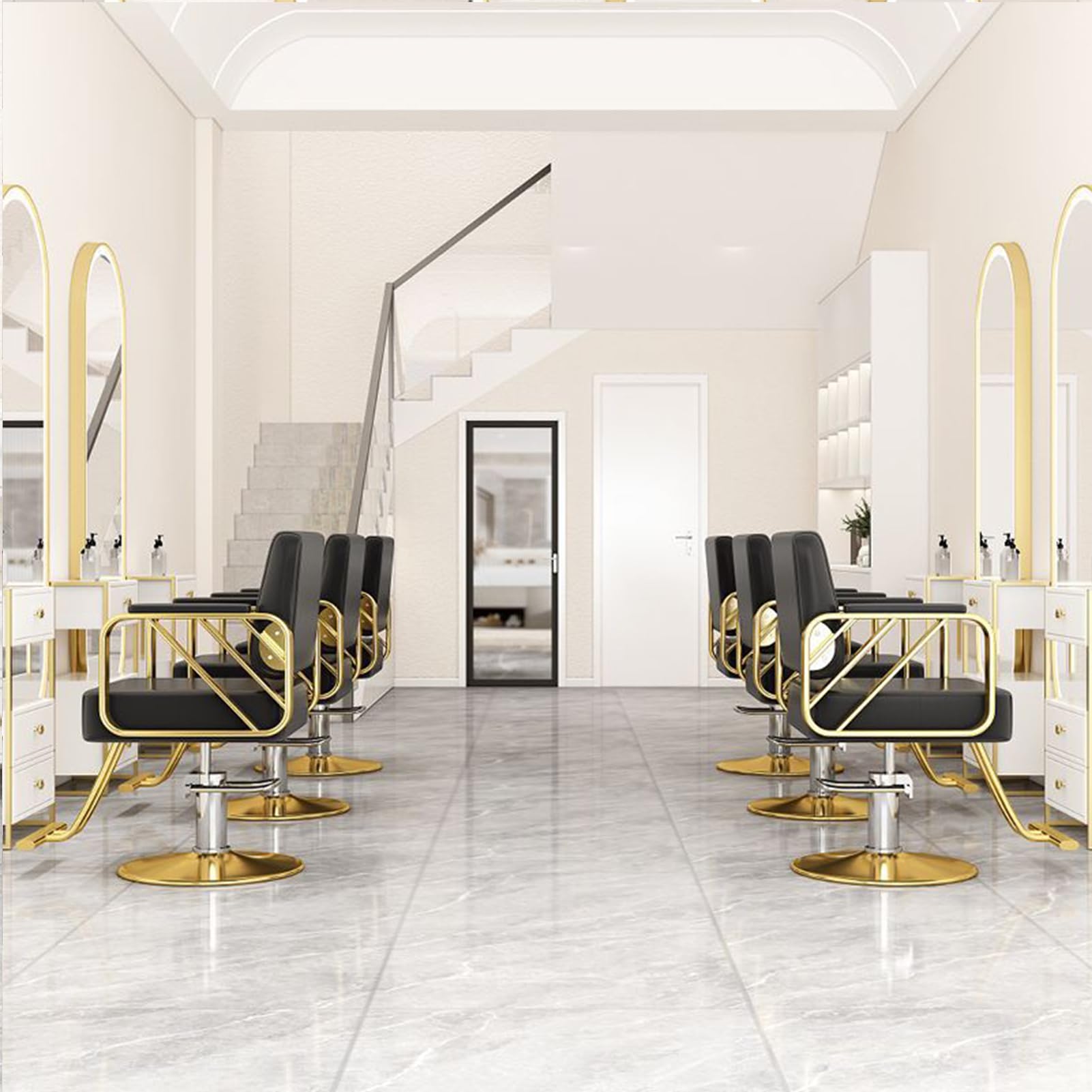 Fotel fryzjerski do stylizacji włosów, fotel salonowy do domu, hydrauliczny fotel barberski ciężkiego typu, wyposażenie fryzjerskie do spa i kosmetologii,Off white,circular disk