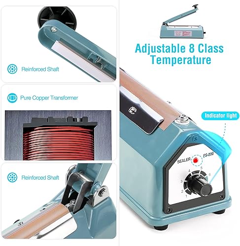 Vista 73 de METRONIC Sellador de impulso de 16 pulgadas, máquina selladora térmica manual para bolsas de plástico, selladores de bolsas retráctiles, máquina