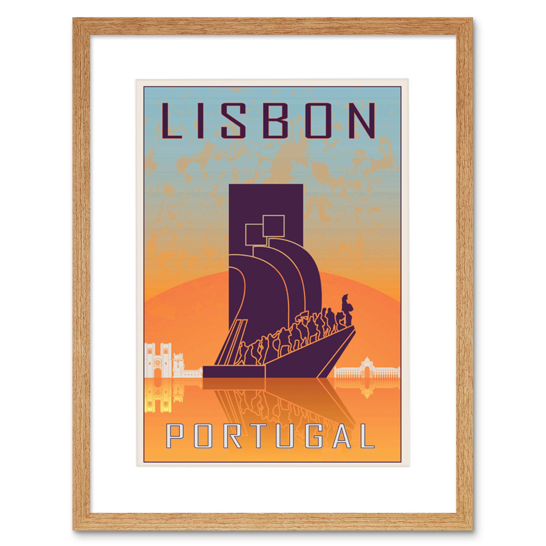 Wee Blue Coo Travel Lisbon Portugal Monument Discoveries Framed Wall Art Print