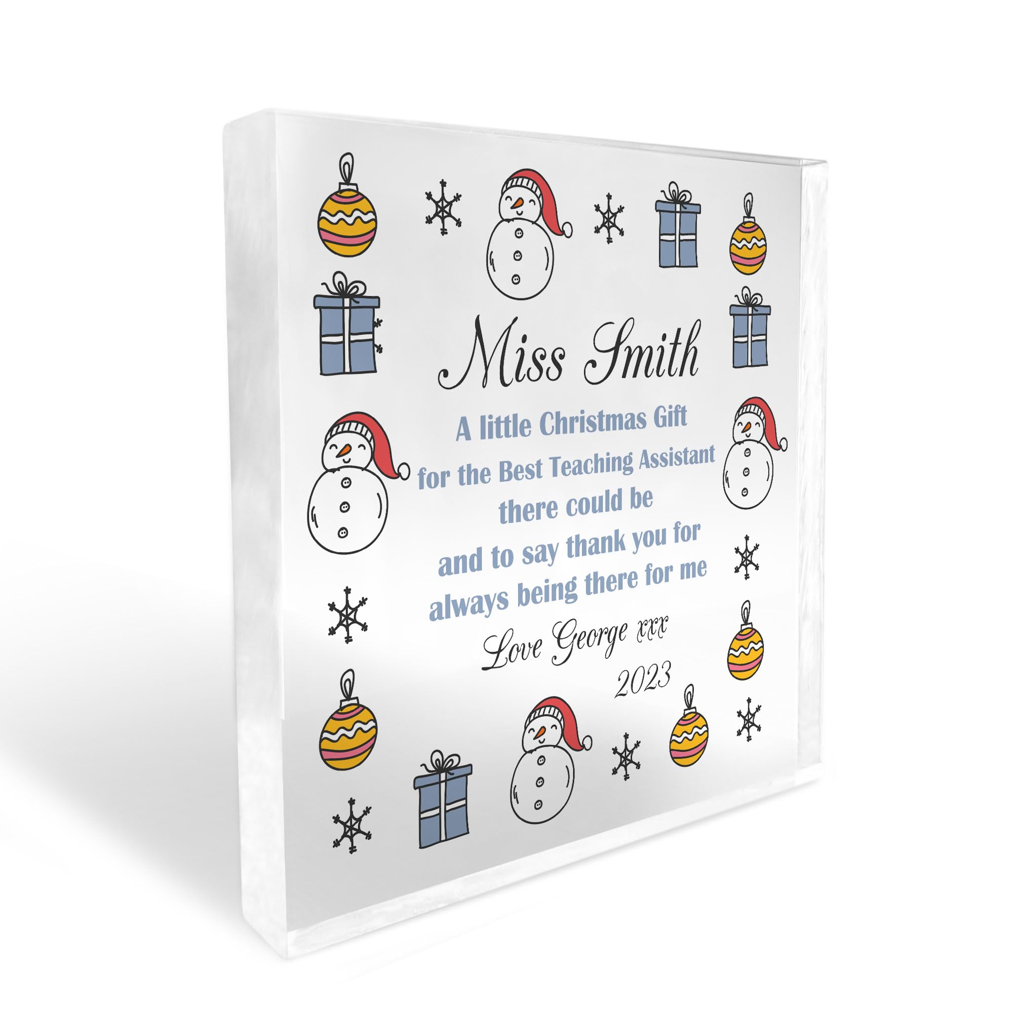 Red Ocean Personalised Teaching Assistant Gifts For Christmas Teacher Gifts Thank You Gift For Him Her Teacher Christmas Gifts Keepsake