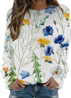 KonJim Plus Size Sweatshirts for Women Loose Fit Long Sleeve Pullover Tops Crew Neck Fall Winter 2023 Womens Fashion Tops Graphic Print Round Neck Pullover Shirt Tops