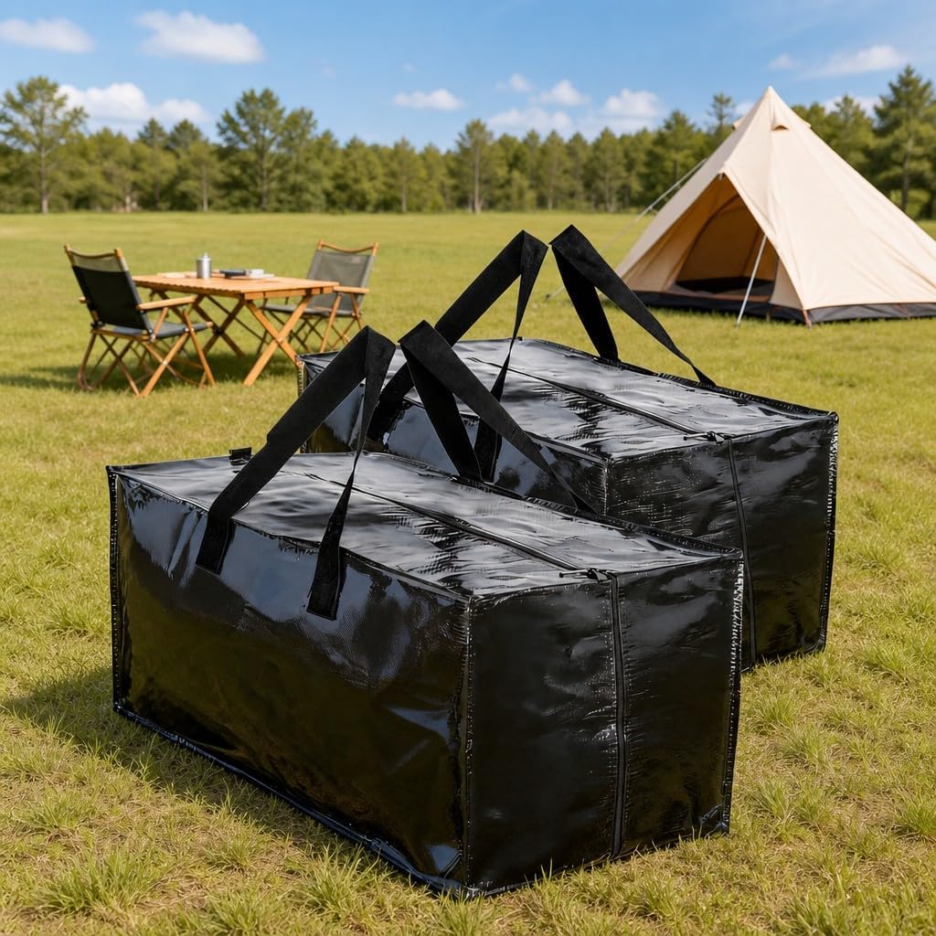 2 Pack Large Capacity Camping Storage Bags – 90L Waterproof Foldable Bags for Outdoor Camping, Hiking, Moving, Travel, Home Storage, Heavy Duty PE Material with Zipper