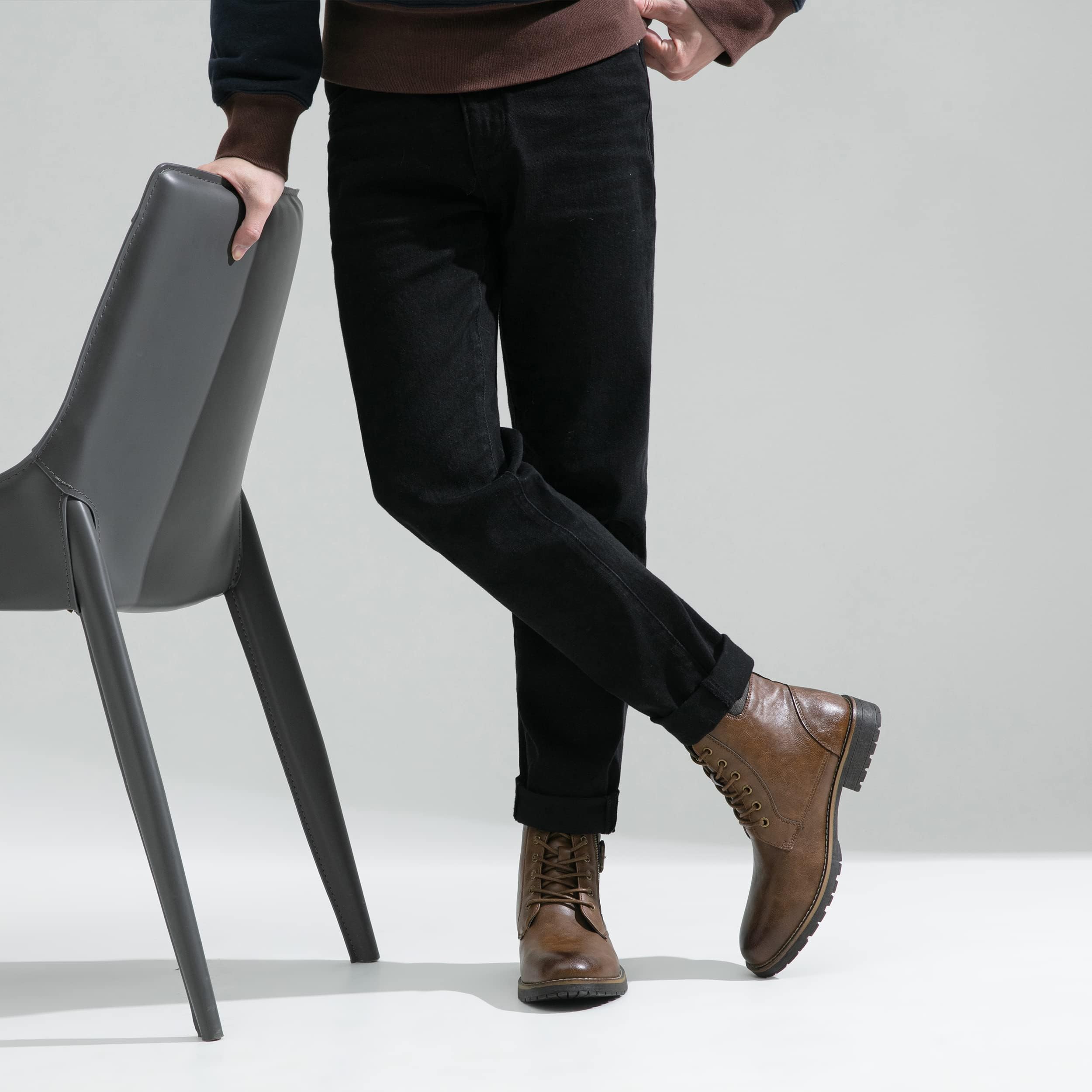 Vostey Men's Boots Boots for Men Casual Boots Motorcycle Combat Ankle Dress Boots Mens