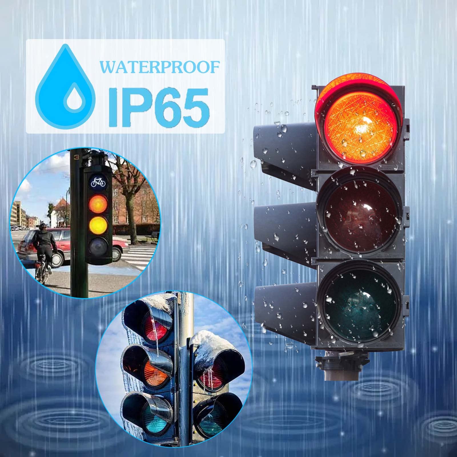 8 Inch Traffic Signal Light - Red/Green LED, AC 85-265V, IP54 Water Resistant, PC Housing