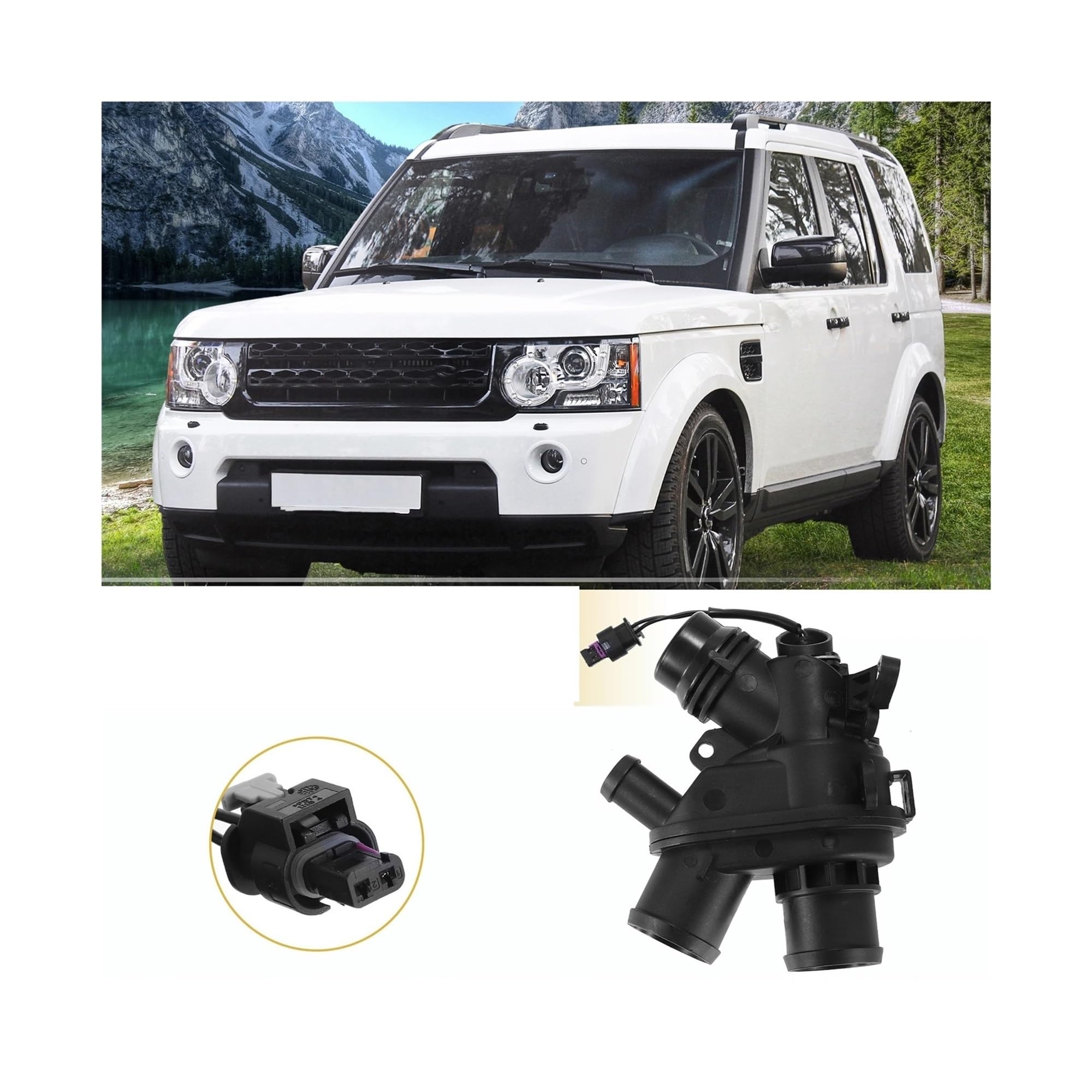 Dla Range Rover 2015-2019 3.0L V6 - Benzyna LR117568 Zestaw obudowy termostatu płynu chłodzącego silnika samochodowego z czujnikiem