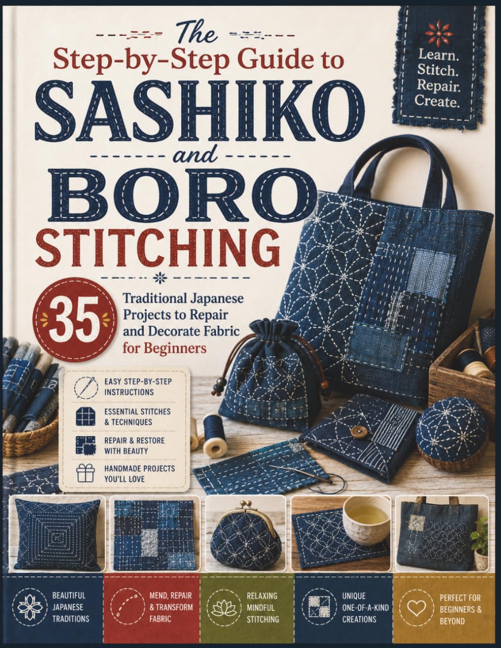 The Step-by-Step Guide to Sashiko and Boro Stitching: 35 Traditional Japanese Projects to Repair and Decorate Fabric for Beginners