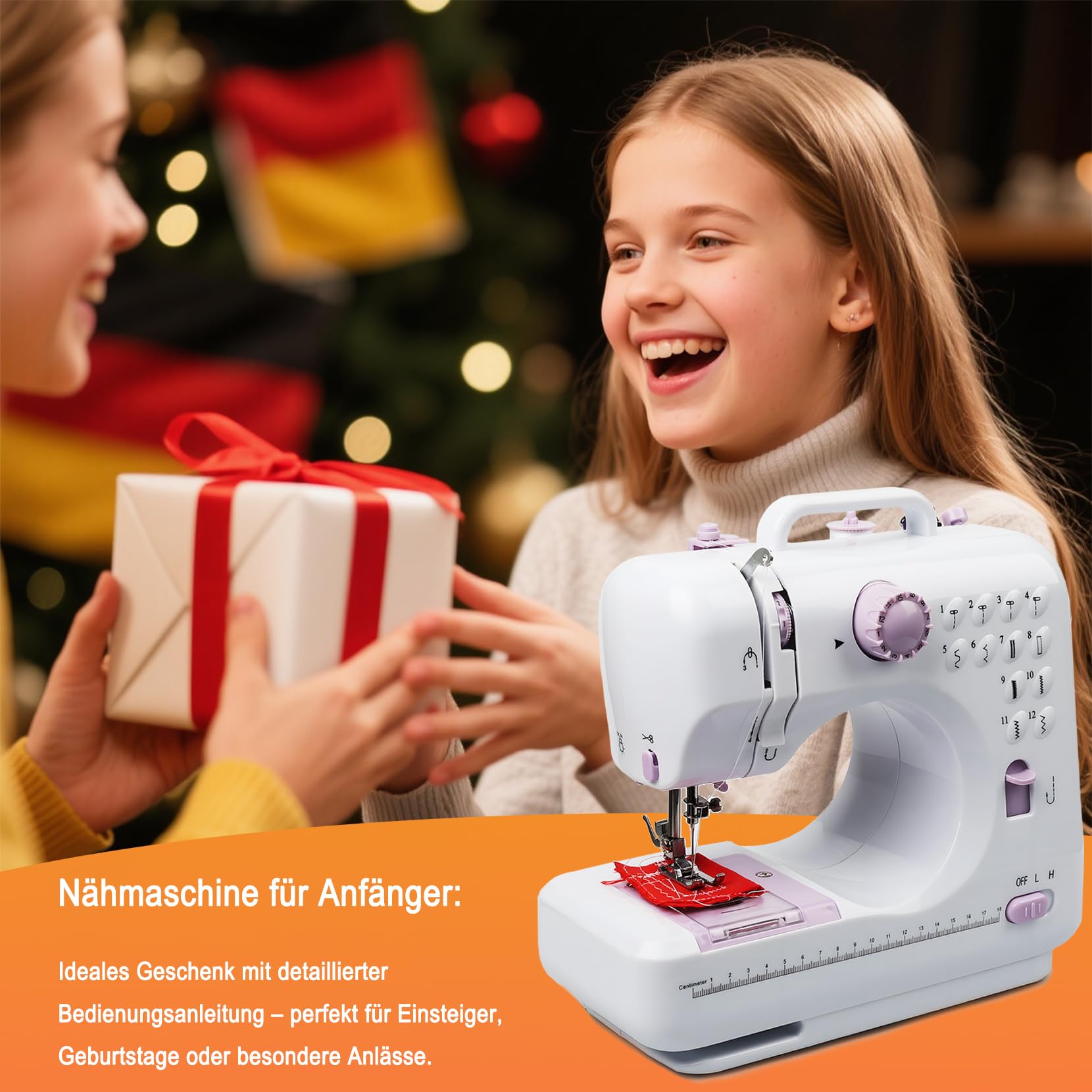 BRICH Mini Nähmaschine Set – Tragbare & Einsteigerfreundliche nähmaschine anfänger mit 12 Stichen für Erwachsene und nähmaschine kinder Alter 8-12, Ideal für DIY Projekte und Reisen Strom/Batteriebetr