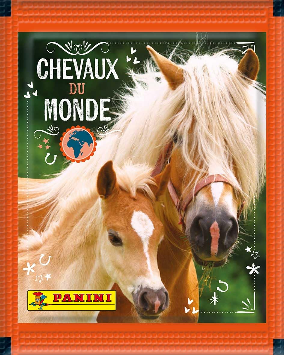 Panini Chevaux Du Monde 2025 – Blister 12 Pochettes + 2 Offertes (70 Stickers), Collection Officielle