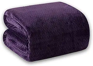 Oversized King Fleece Blanket 120x120 Inches, Seamless Soft Cozy 3D Jacquard Flannel Blanket 10'x10' Extra Large for Bed, Sofa, Couch, Travel & Camping, California King Throw, Purple Leaf