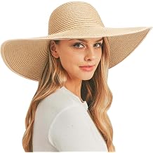 AQOKKA Sun Hats for Women Big Straw Wide Brim Summer Beach Hat Floppy Foldable Roll up Cap for Outdoor UPF 50+